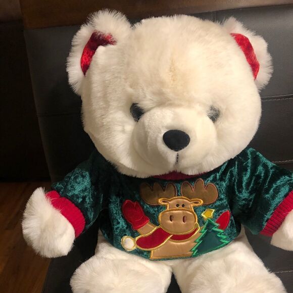 Vintage Moose Jacket Vintage 1999 SNOWFLAKE TEDDY Bear Plush White Chris… - Picture 2 of 4